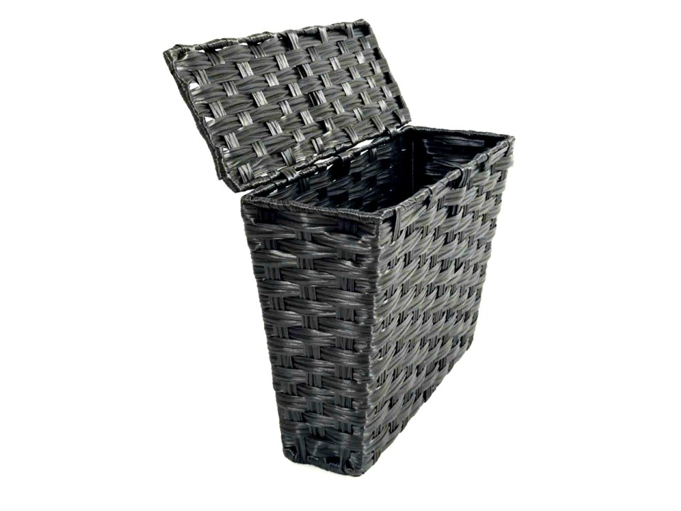 Pro Tapered Rectangular PE Woven Storage Basket with Lid